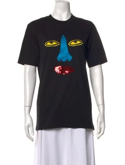 Pre-owned Christopher Kane Graphic Print Crew Neck T-shirt In Black/white