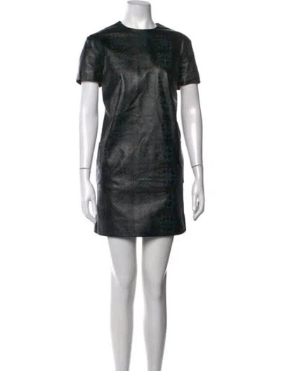 Pre-owned Christopher Kane Leather Mini Dress In Black/green