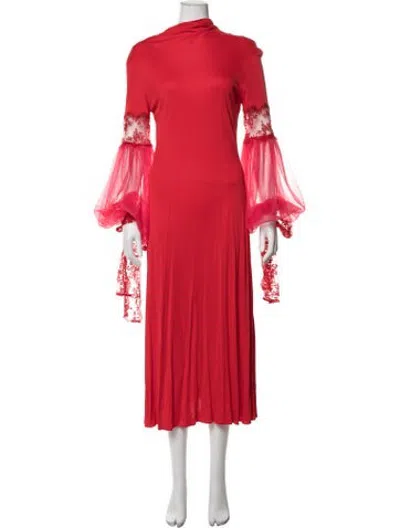 Pre-owned Christopher Kane Mock Neck Long Dress In Red