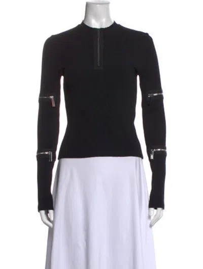Pre-owned Christopher Kane Mock Neck Long Sleeve Top In Black