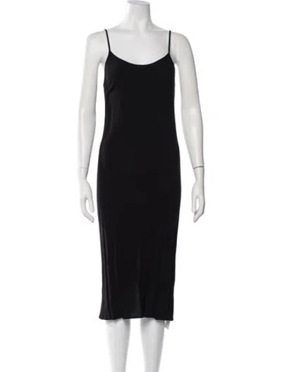 Pre-owned Christy Dawn Scoop Neck Midi Length Dress In Black