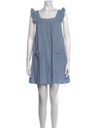 Pre-owned Christy Dawn Square Neckline Mini Dress In Blue