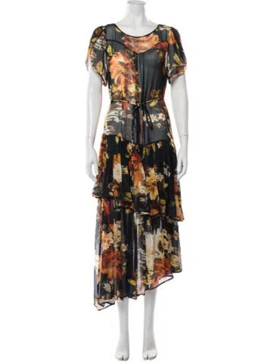 Pre-owned Christy Lynn Floral Print Long Dress W/ Tags In Multicolor