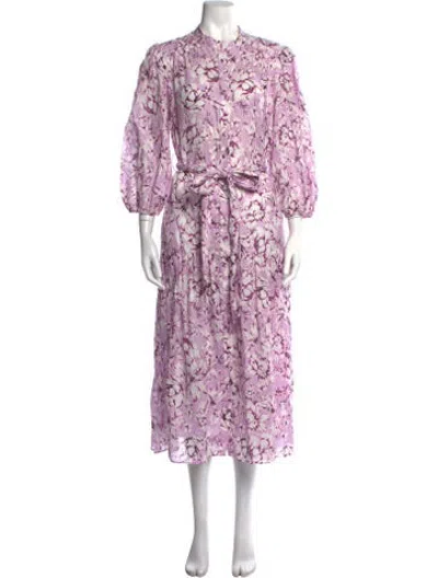 Pre-owned Christy Lynn Linen Midi Length Dress In Multicolor