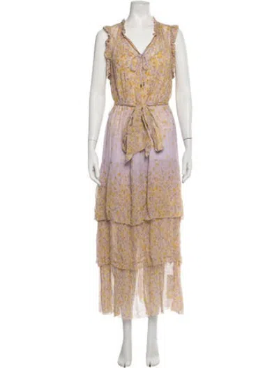 Pre-owned Christy Lynn Silk Long Dress In Purple