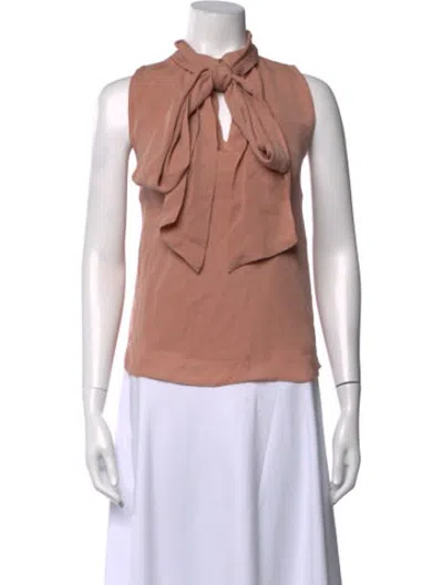 Pre-owned Christy Lynn Silk Tie Neck Blouse In Pink