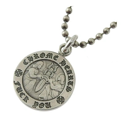 Pre-owned Chrome Hearts Angel Medal Charm Ball Necklace In Silver