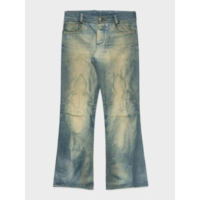 Pre-owned Chrome Hearts Faded Fleur Knee Jeans In Blue