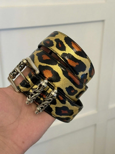 Pre-owned Chrome Hearts Patent Cheetah Roller Belt In Leopard