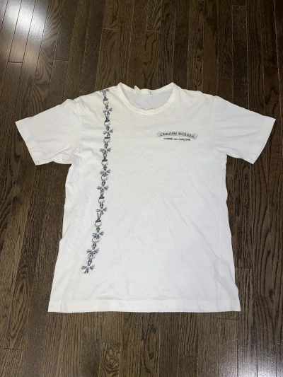 Pre-owned Chrome Hearts X Comme Des Garcons Chrome Hearts X Cdg Cross Ring Logo Chain White Tee
