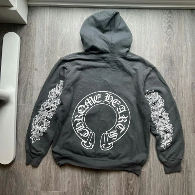 Pre-owned Chrome Hearts X Vintage Chrome Heart Zip Up Hoodie In Grey