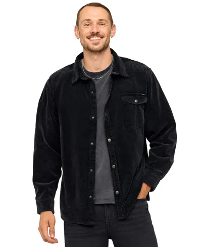 Chubbies Men's The Shadowstorm Long-sleeve Waffle-cord Regular-fit Shirt In Black