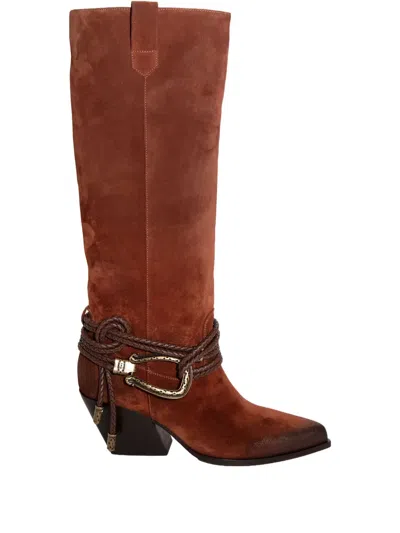 Chuckies Braided-buckle Boot In Brown