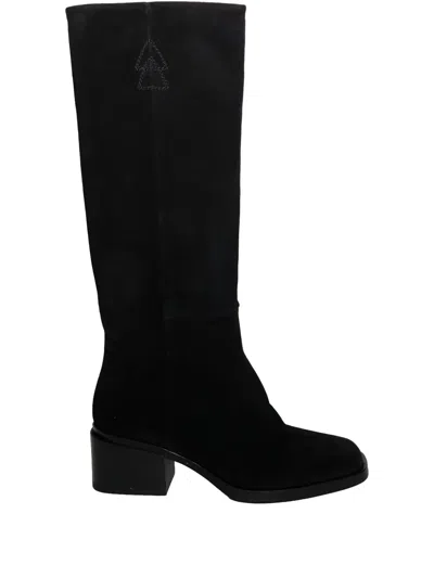 Chuckies Suede Block Heel Boot In Black