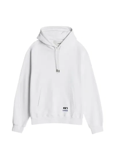 Ciaran Geometric-print Cotton Hoodie In White