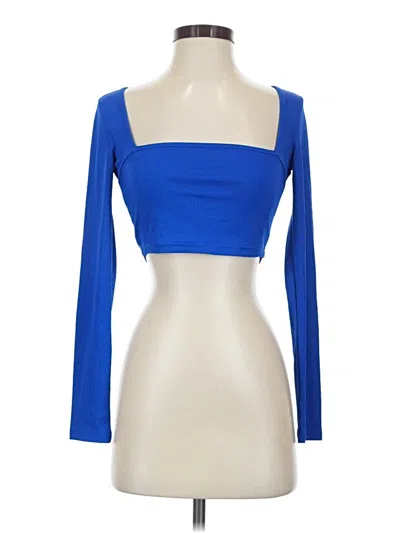 Pre-owned Cider Long Sleeve Top Blue Square Neckline Tops
