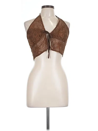 Pre-owned Cider Tank Top Brown Halter Neckline Tops