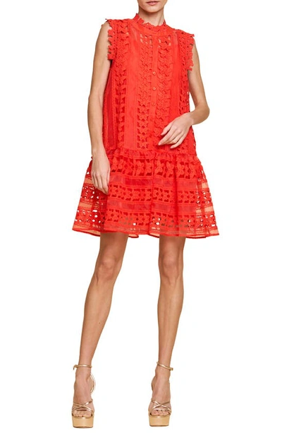 Ciebon Cara Butterfly Lace Shift Dress In Coral