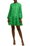 Ciebon Wylla Humbird Lace & Organza Drop Waist Dress In Green