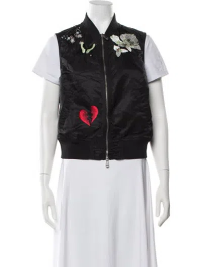 Pre-owned Cinq À Sept Graphic Print Vest In Black