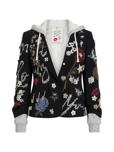 Cinq À Sept Khloe Embellished Hooded Blazer In Black