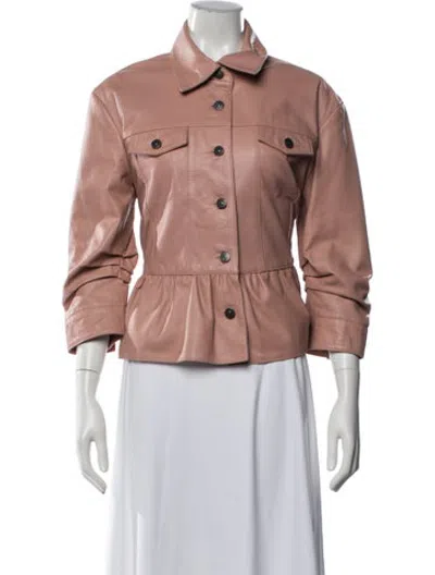 Pre-owned Cinq À Sept Leather Jacket In Pink