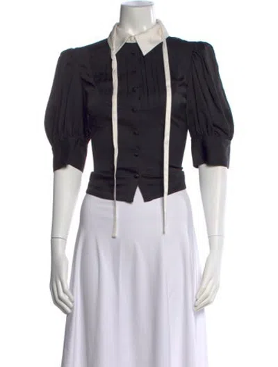 Pre-owned Cinq À Sept Short Sleeve Blouse W/ Tags In Black