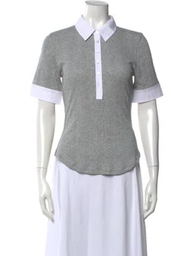 Pre-owned Cinq À Sept Short Sleeve Polo W/ Tags In Grey