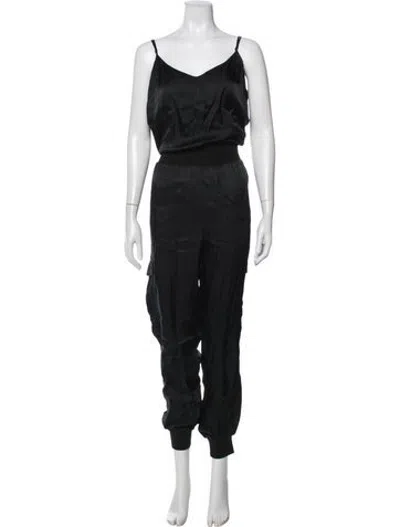 Pre-owned Cinq À Sept V-neck Jumpsuit In Black