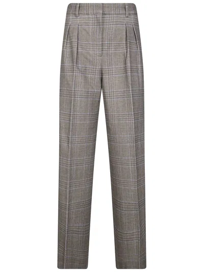 Circolo P. Galles Tailored Soft Touch Plaid Straight-leg Pants In Gray
