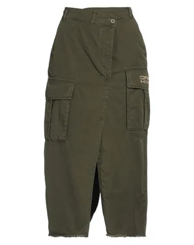Circus Hotel Woman Midi Skirt Military Green Size 10 Cotton