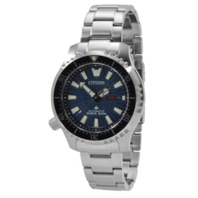 Pre-owned Citizen Men's Watch Promaster Date Display Blue Dial Silver Bracelet Ny0136-52l