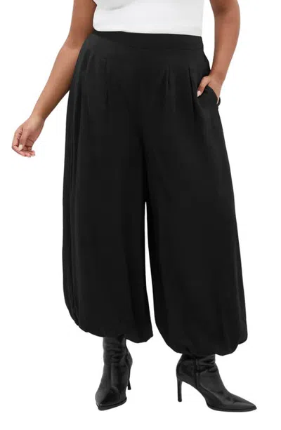City Chic Flow Wide Leg Pleated Pants In Black