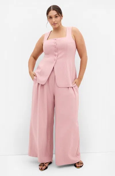 City Chic Imogen Square Neck Tailored Vest In Pink