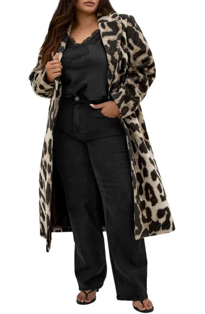 City Chic Print Coat In Multi