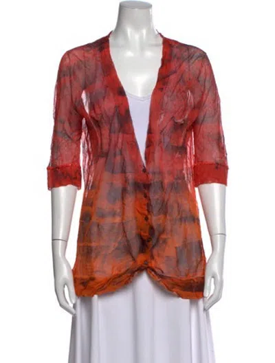 Pre-owned Cividini Printed V-neck Sweater In Red