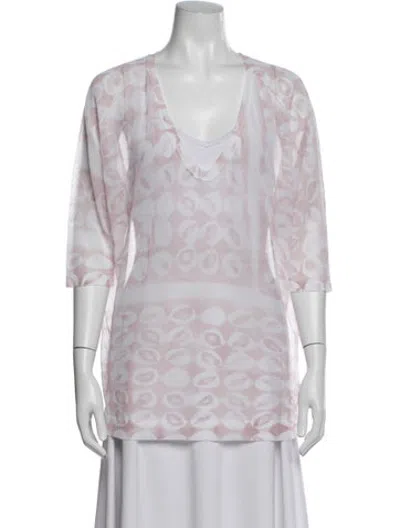 Pre-owned Cividini Printed V-neck Top In Purple