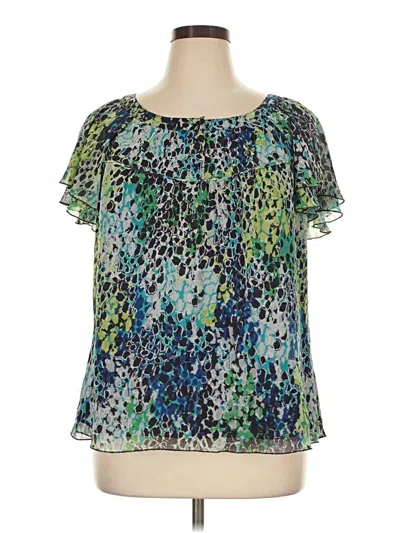 Pre-owned Cj Banks Short Sleeve Blouse In Green
