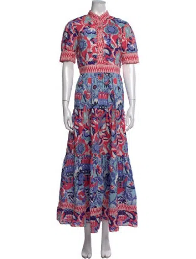 Pre-owned Ck Bradley Floral Print Long Dress In Red