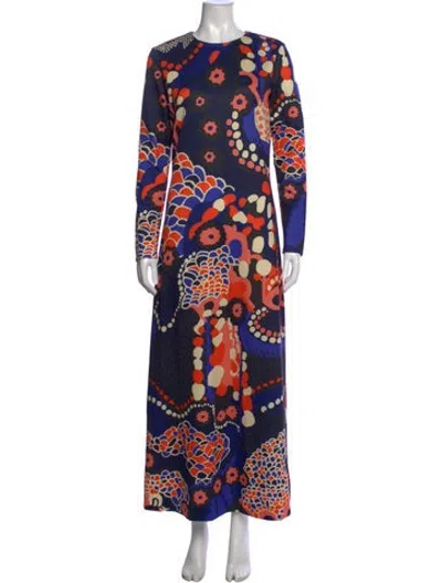 Pre-owned Ck Bradley Printed Long Dress In Blue