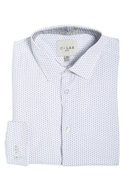C-lab Nyc 4-way Stretch Plus Print Button-up Shirt In White