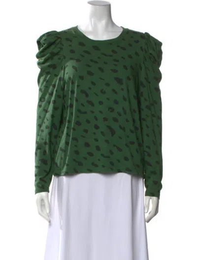 Pre-owned Clare V Animal Print Crew Neck Top In Green