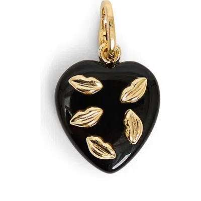 Clare V . Bisou Heart Onyx Charm In Black