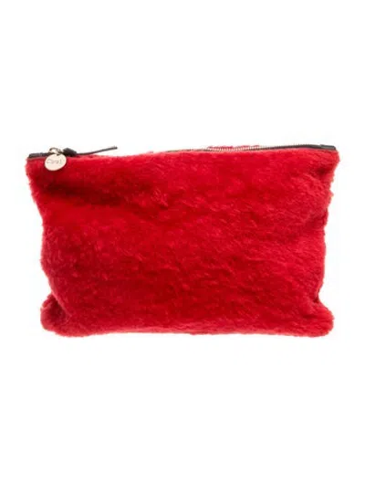 Pre-owned Clare V Faux Fur Clutch In Red
