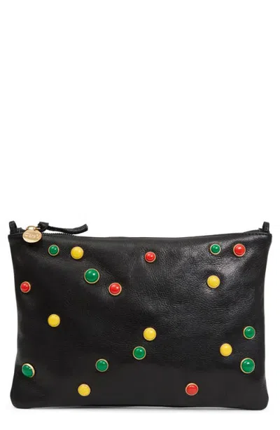 Clare V . Flat Leather Clutch In Black