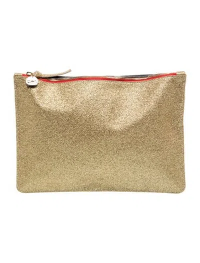Pre-owned Clare V Glitter Clutch In Gold/metallic