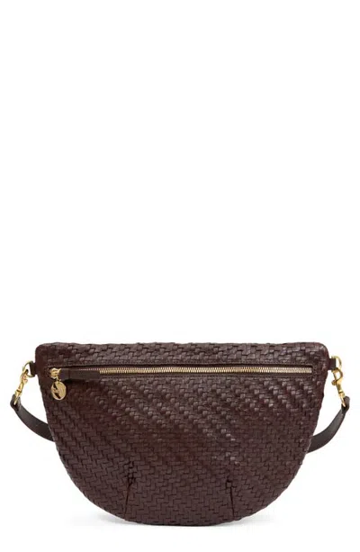 Clare V . Grande Fanny Woven Leather Belt Bag In Chocolate