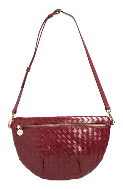 Clare V . Grande Woven Leather Belt Bag In Garnet