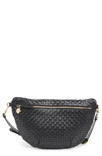 Clare V Grande Woven Leather Belt Bag In Twilight Woven Checker