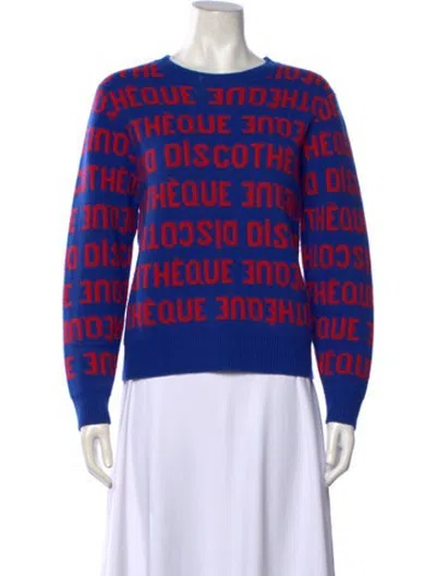 Pre-owned Clare V Graphic Print Crew Neck Sweater In Blue